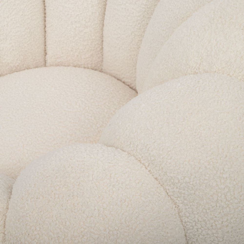 Πολυθρόνα Περιστρεφόμενη Μπουκλέ Σαλονιού Κρεμ 98 x 98 x 69 εκ  92166