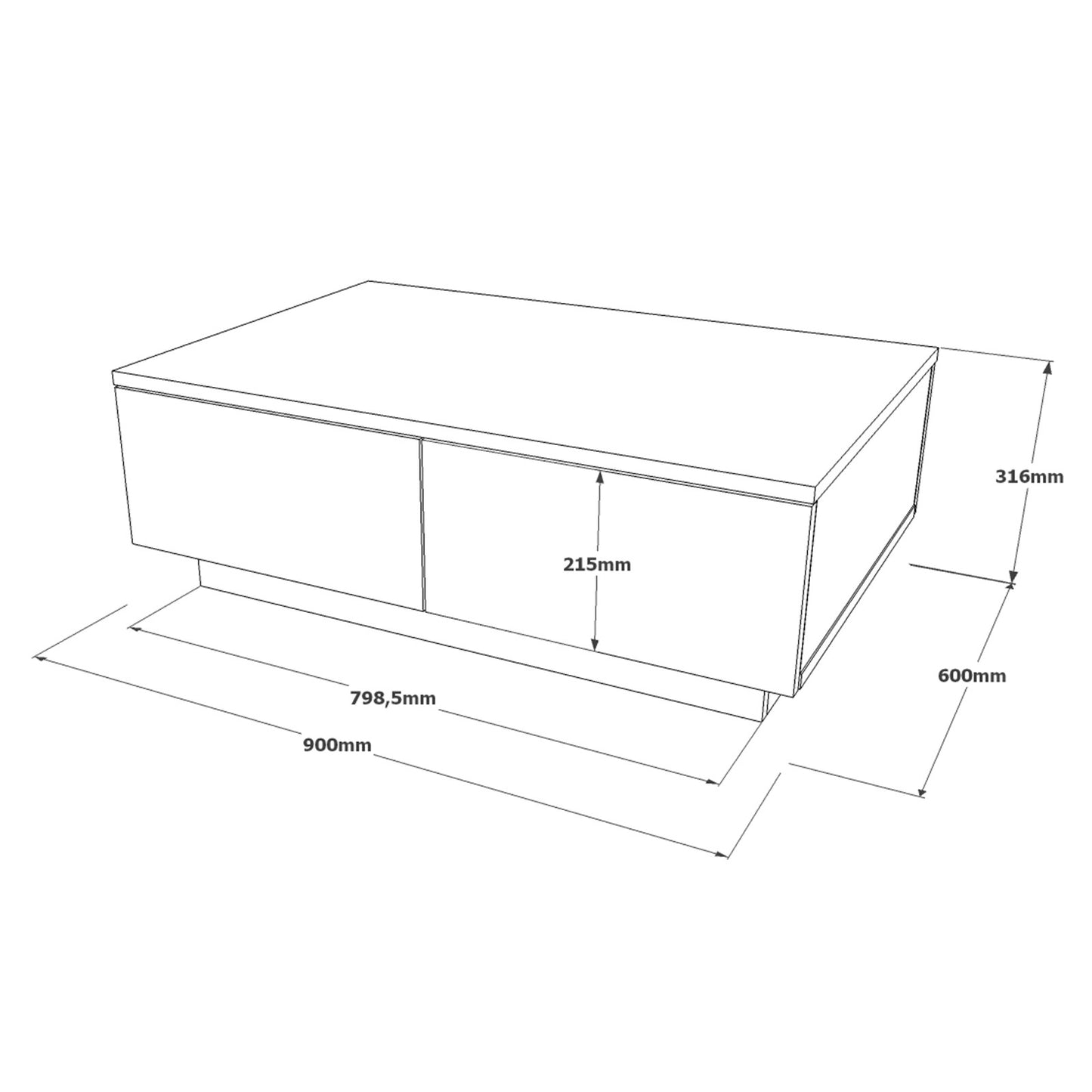 Τραπεζάκι Σαλονιού Ασημί - Ανθρακί 90 x 60 x 31,6 εκ GR921YRD1134