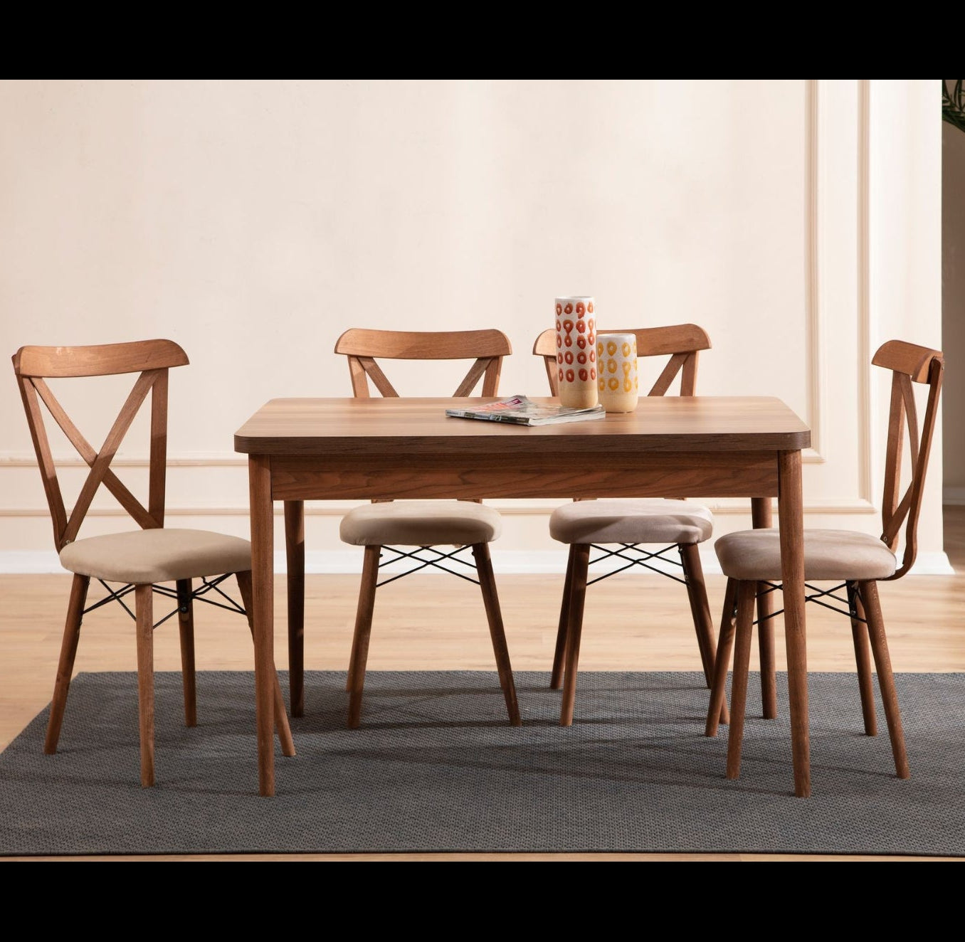 Επεκτεινόμενο Τραπέζι Κουζίνας Τραπεζαρίας με 4 Καρέκλες σετ