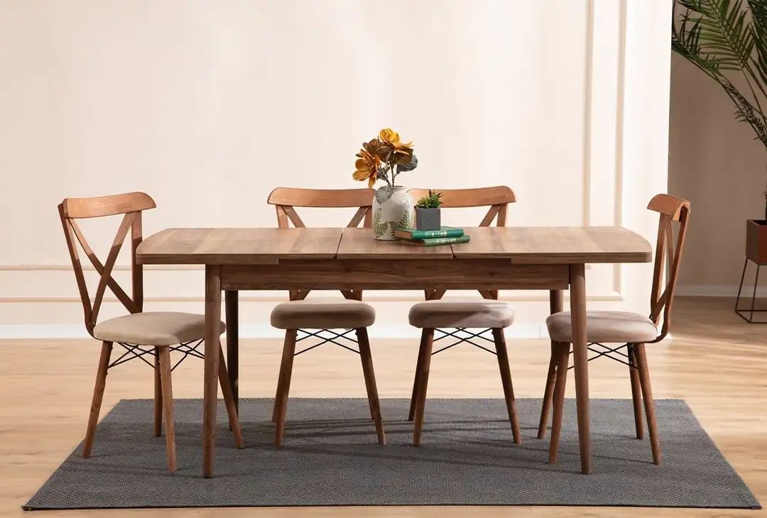 Επεκτεινόμενο Τραπέζι Κουζίνας Τραπεζαρίας με 4-6 Καρέκλες σετ από 130-170 εκ 924EST1101