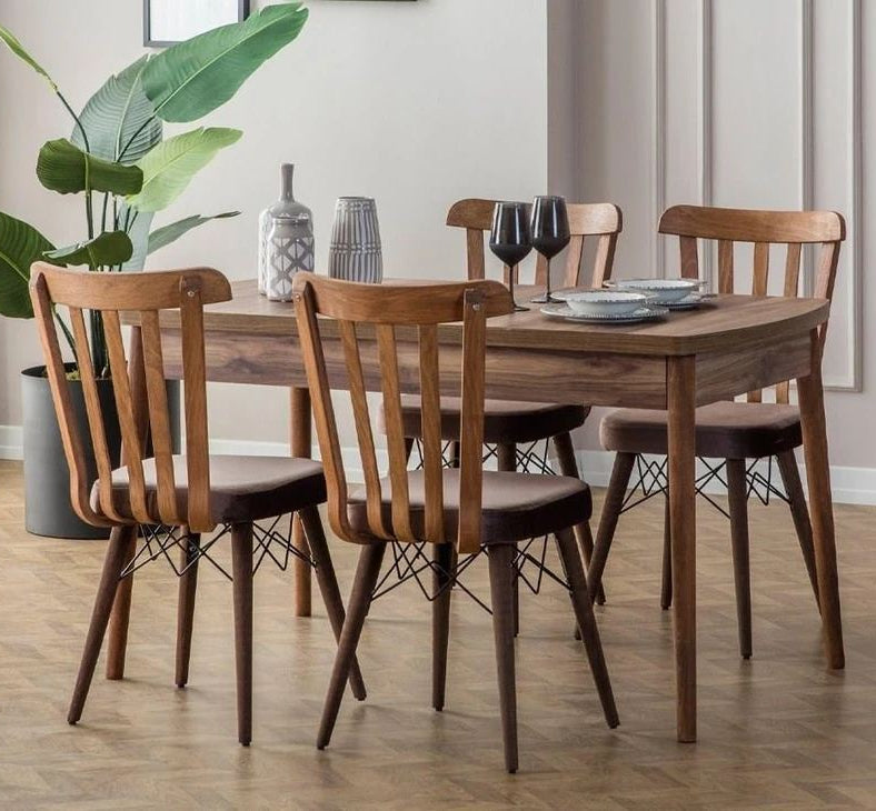 Επεκτεινόμενο Τραπέζι Κουζίνας Τραπεζαρίας με 4 Καρέκλες σετ 