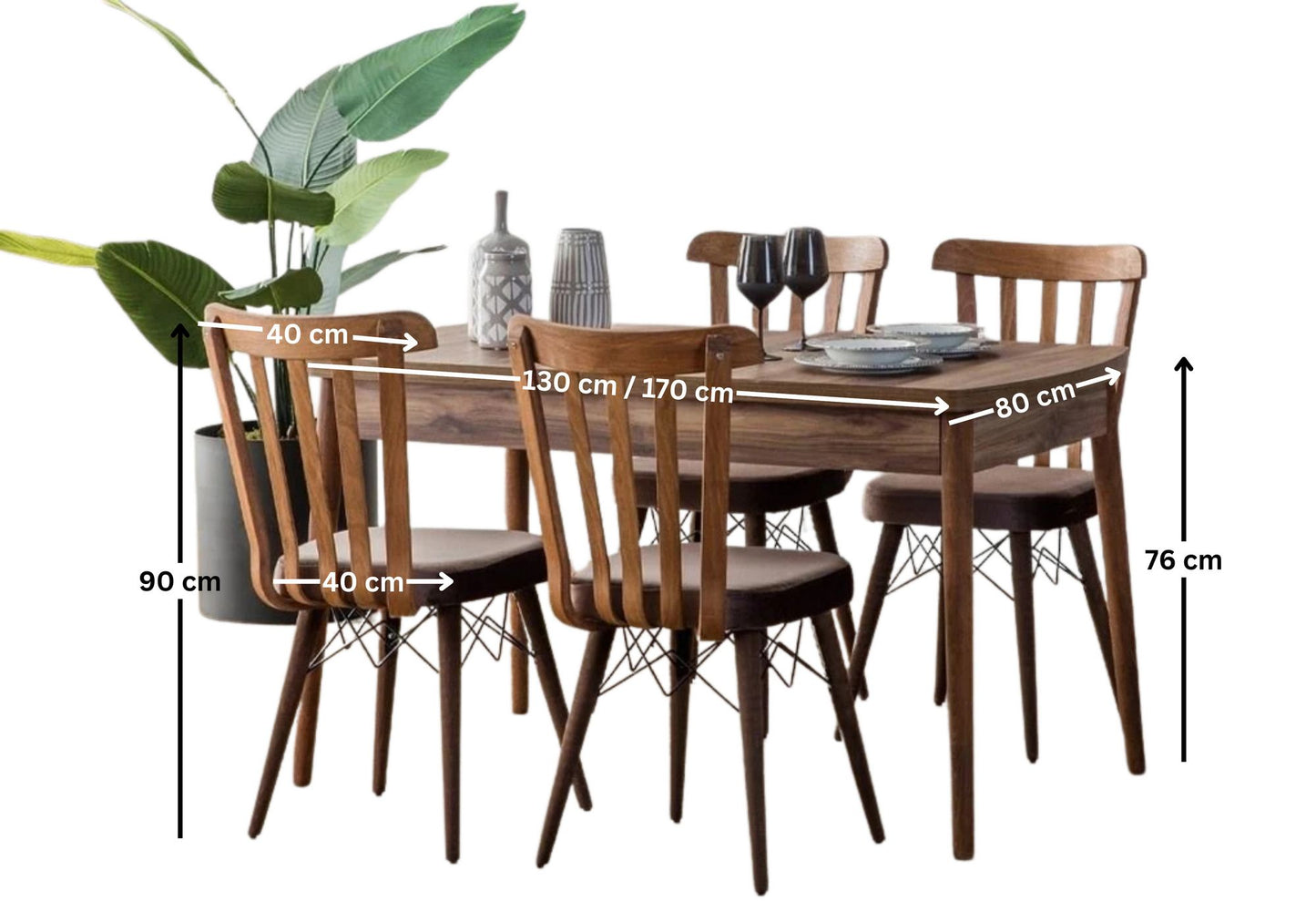 Επεκτεινόμενο Τραπέζι Κουζίνας Τραπεζαρίας με 4-6 Καρέκλες σετ από 130-170 εκ 924EST1102