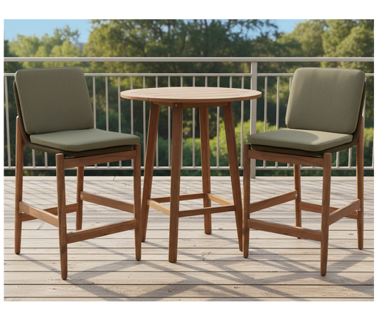 Σκαμπό Μπαρ Ξύλινα σετ 2 τεμ και Εξωτερικού Χώρου με Μαξιλάρια Σκαμπό για Πάσο Κουζίνας 63 εκ ύψος Καθίσματος 92545