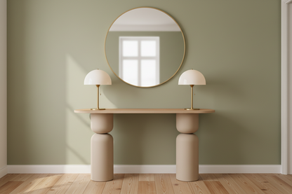 Τραπέζι Κονσόλας 150 εκ Μεταλλικό Κρεμ με Premium Ξύλο για Φουαγιέ & Σαλόνι 92569