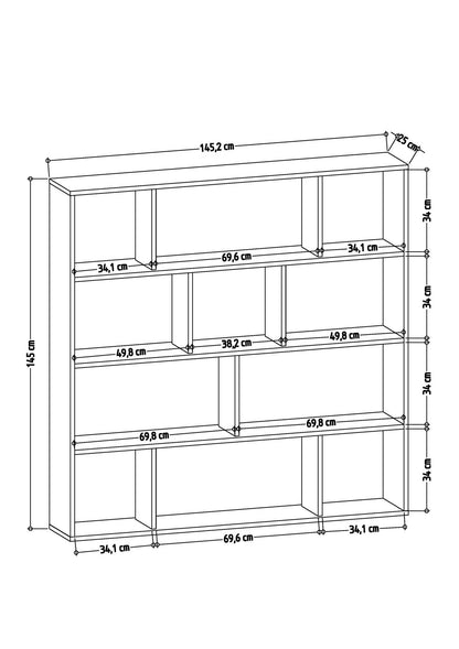 Βιβλιοθήκη 145,2 × 25 × 145 εκ. Δρυς Λευκό GR935CMN1107