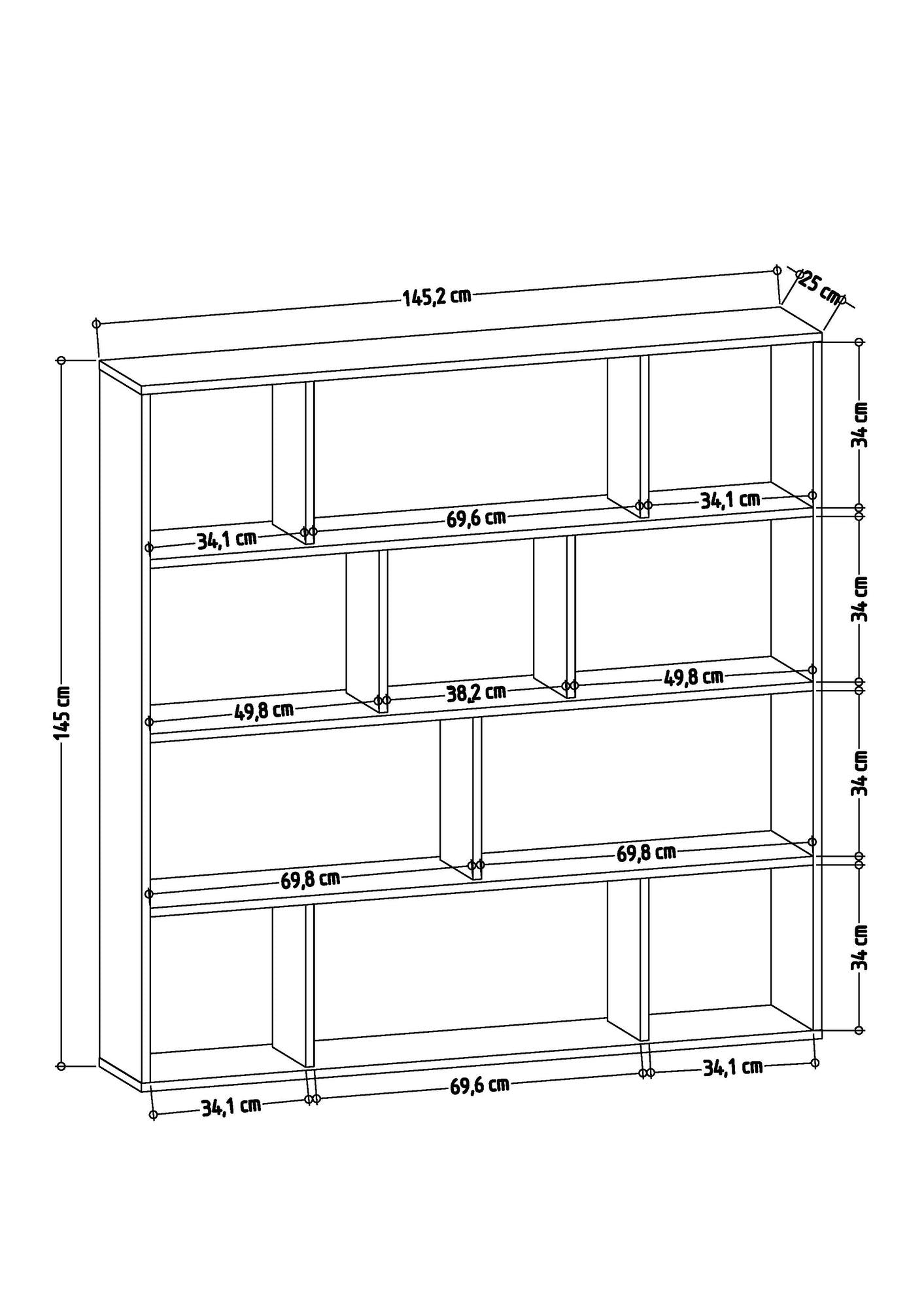 Βιβλιοθήκη 145,2 × 25 × 145 εκ. Λευκό Wenge GR935CMN1113