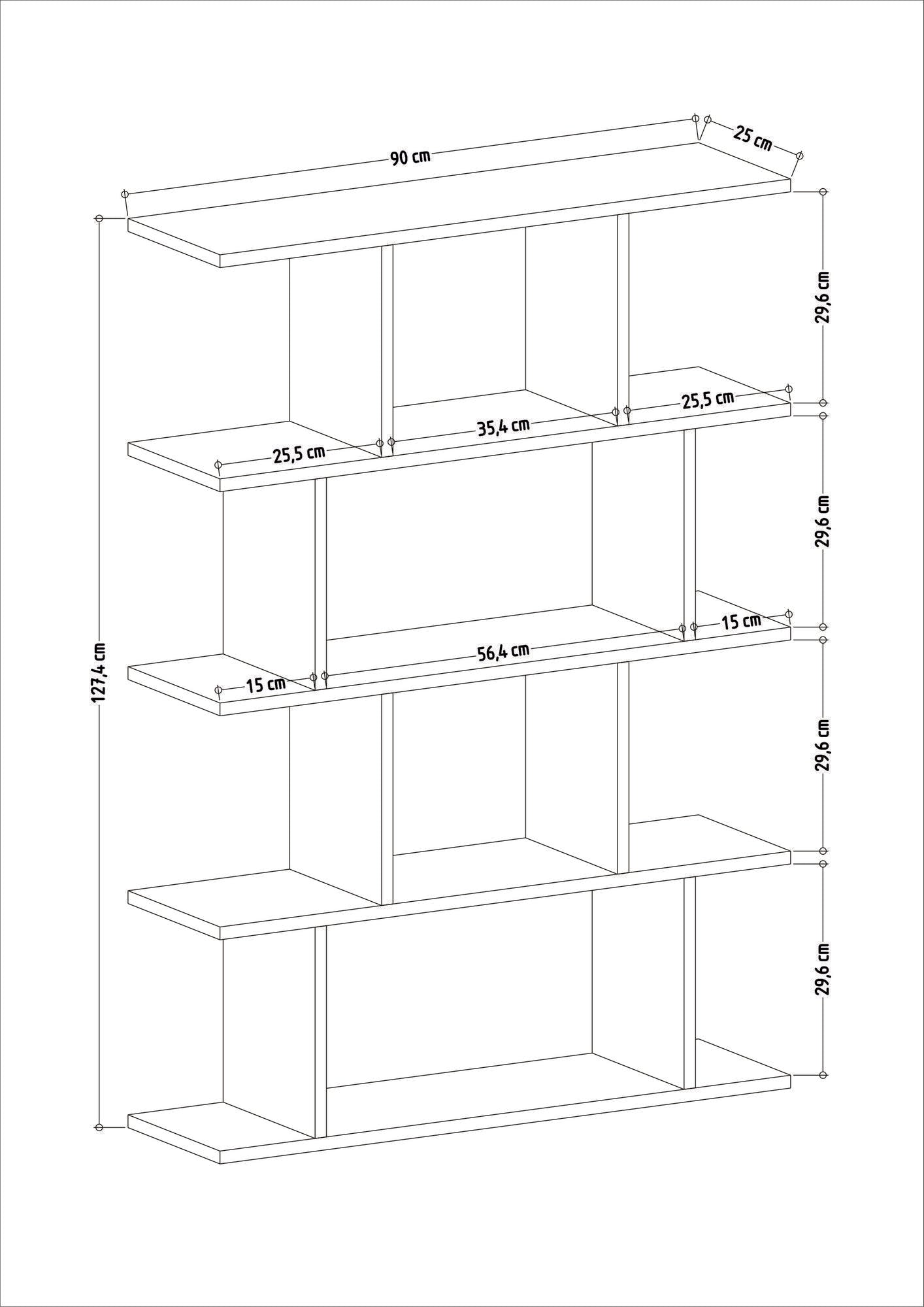 Βιβλιοθήκη 90 × 25 × 127,4 εκ. Ανθρακί GR935CMN1130