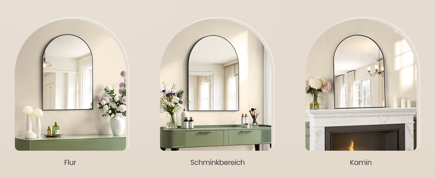 Καθρέφτης Επιτοίχιος με πλαίσιο Αλουμινίου Καμπυλωτός Άθραυστος Χρυσό και Μαύρο LW-M011AB01