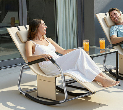 Πολυθρόνα Σεζλόνγκ Κήπου Μπαλκονιού Εργονομική Μεγάλης αντοχής έως 150 κιλά Ξαπλώστρα Κουνιστή με Προσκέφαλο GC-B230WZ01