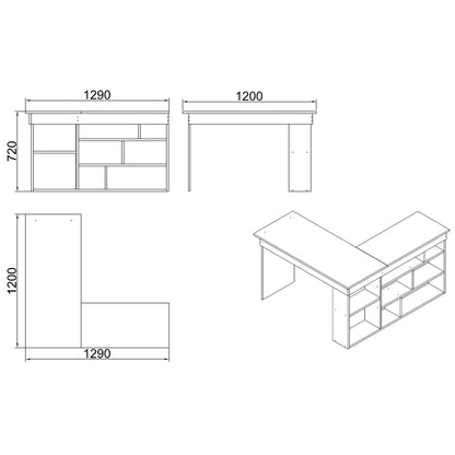 Γραφείο Υπολογιστή και Μελέτης 129x72x120 εκ. Πεύκο Atlantic Λευκό | 956LCS1112