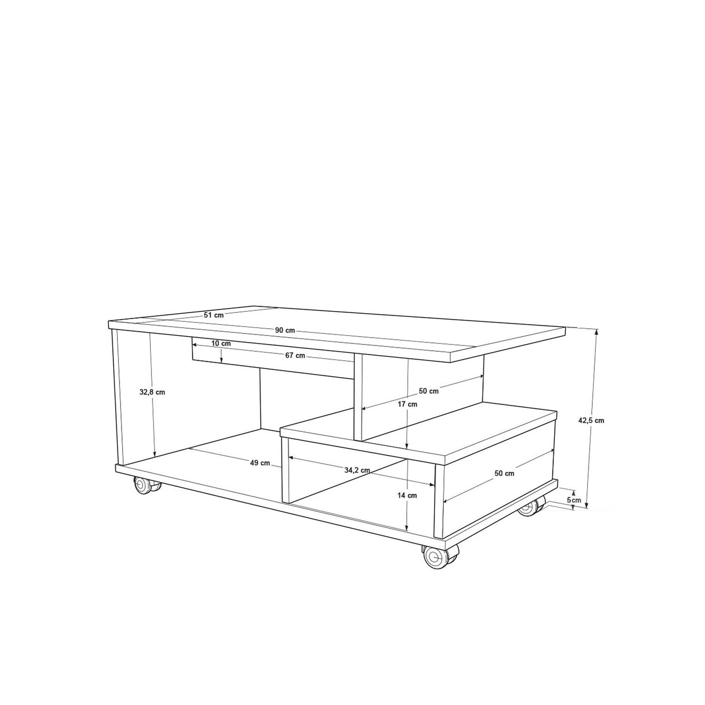 Τραπεζάκι Σαλονιού Δρυς - Ανθρακί 90 x 51 x 42,5 εκ GR956LCS1153