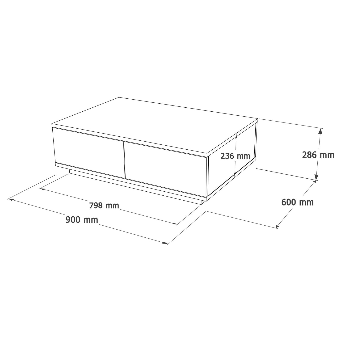 Τραπεζάκι Σαλονιού Πεύκο Atlantic - Ανθρακί 90 x 60 x 28,6 εκ GR956LCS1244