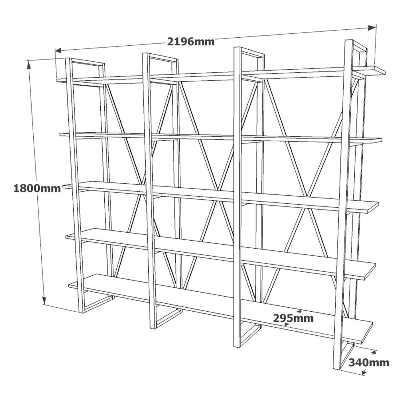 Βιβλιοθήκη 219,6 × 34 × 180 εκ. Atlantic Pine GR956LCS1410