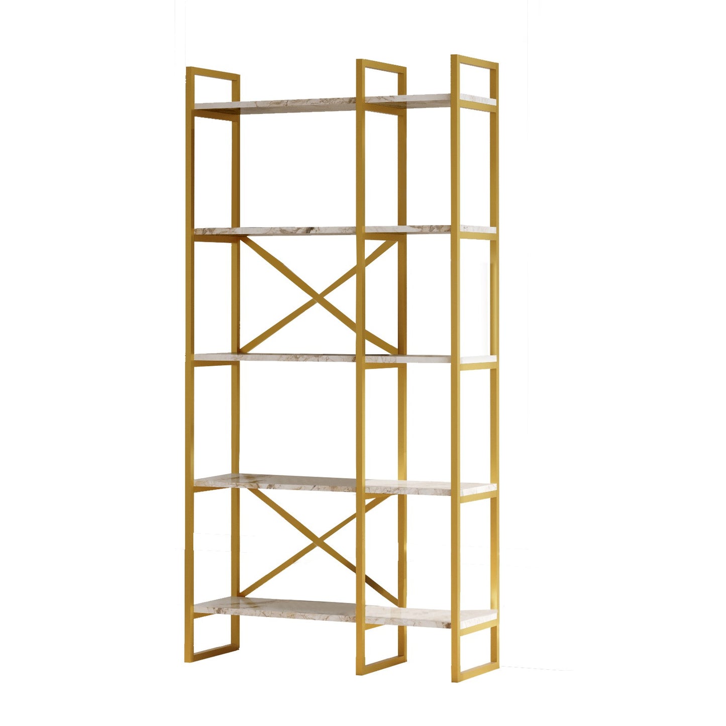 Βιβλιοθήκη 87,5 × 30 × 175 εκ. Λευκό Marble Χρυσό GR956LCS1423