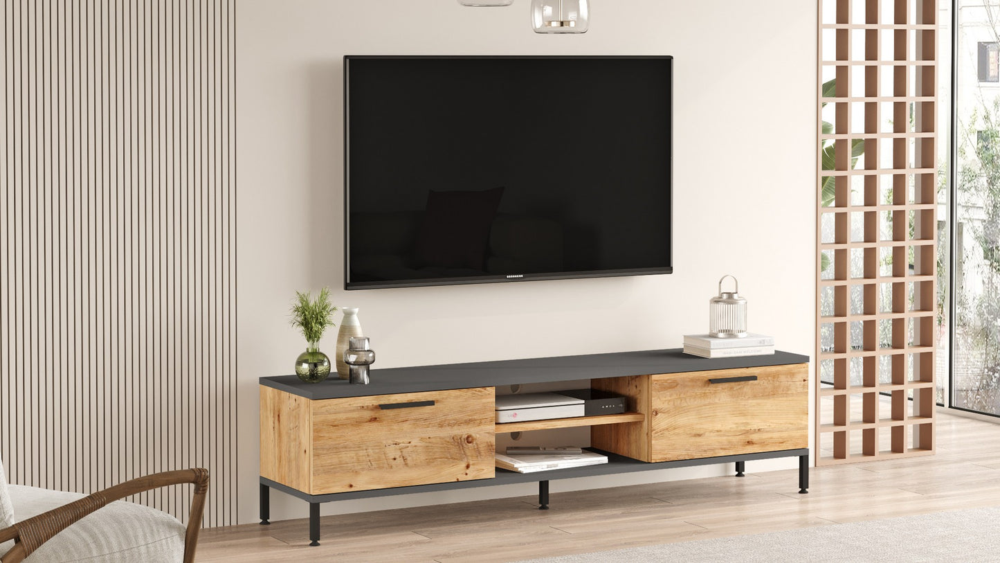 Έπιπλο Τηλεόρασης TV Βάση Σύνθεση Atlantic Pine Ανθρακί | 956LCS1672