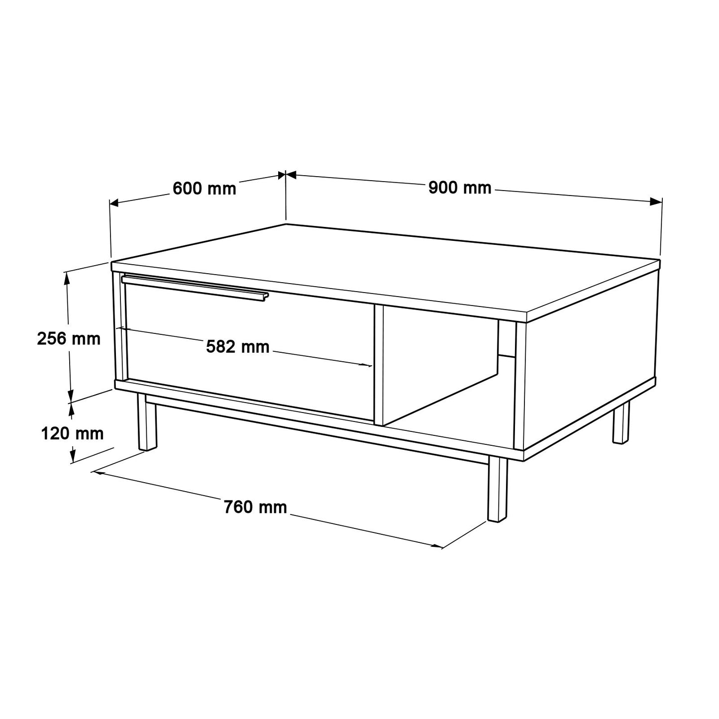 Τραπεζάκι Σαλονιού Καρυδί 90 x 60 x 37,6 εκ GR956LCS3436