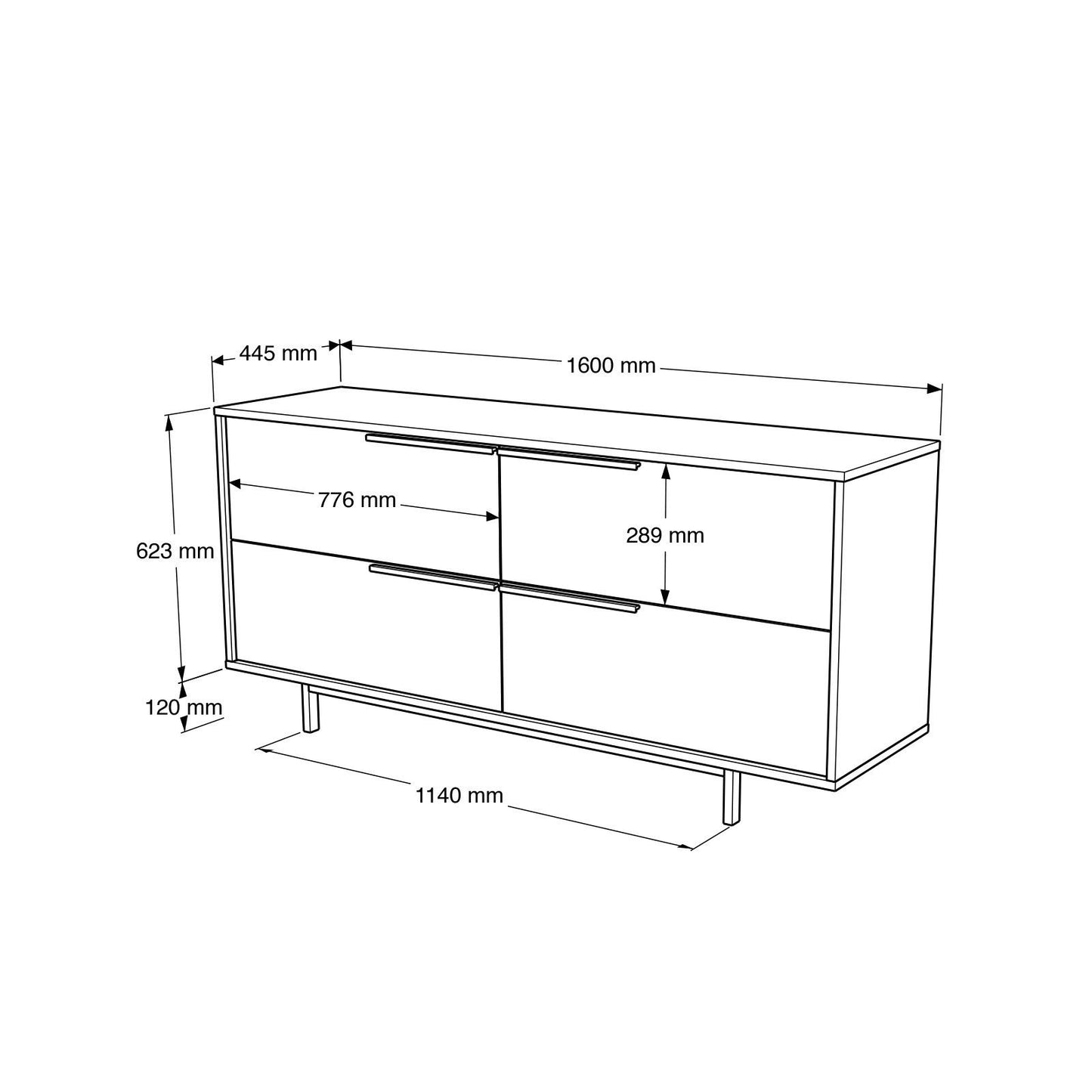 Μπουφές Καρυδί 160x44,5x74,3cm | 956LCS3439