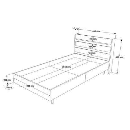 Μονό Κρεβάτι 100x200 cm σε Χρώμα Καρυδιά με Μεταλλικά Πόδια και Σύγχρονο Σχεδιασμό | 956LCS3487