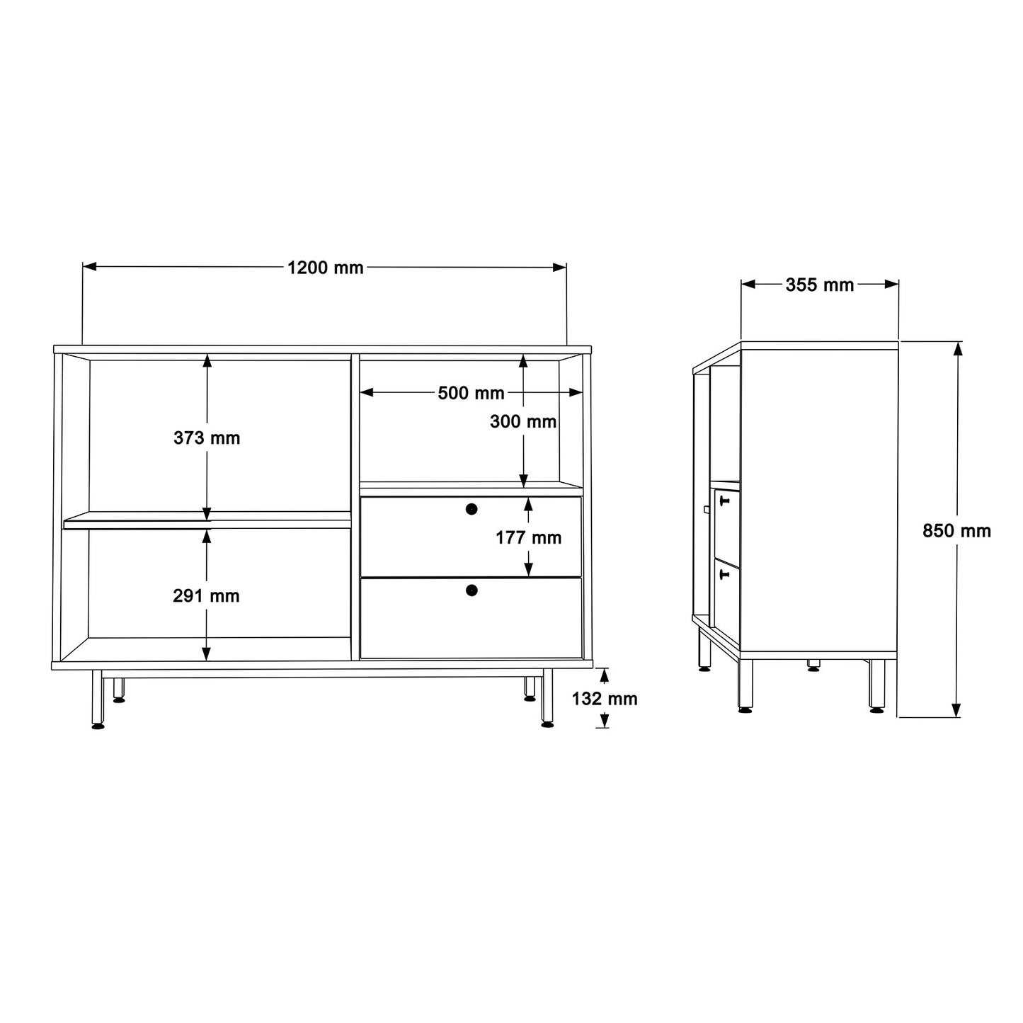 Βοηθητικό Ντουλάπι Κουζίνας Δρυς & Λευκό 120x35,5x85 εκ. με Μεταλλικά Πόδια και Πολλαπλά Ράφια Ράφι Κουζίνας 956LCS3559