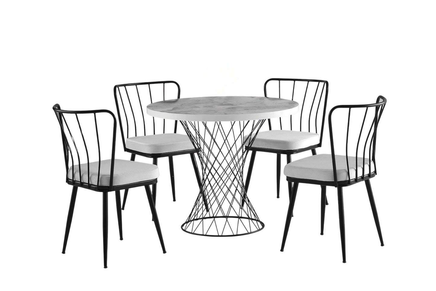 Τραπέζι Κουζίνας Τραπεζαρίας Ροτόντα 90 εκ και Καρέκλες Κουζίνας 4 τεμ. 974NMB1535