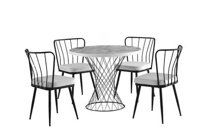 Τραπέζι Κουζίνας Τραπεζαρίας Ροτόντα 90 εκ και Καρέκλες Κουζίνας 4 τεμ. 974NMB1535