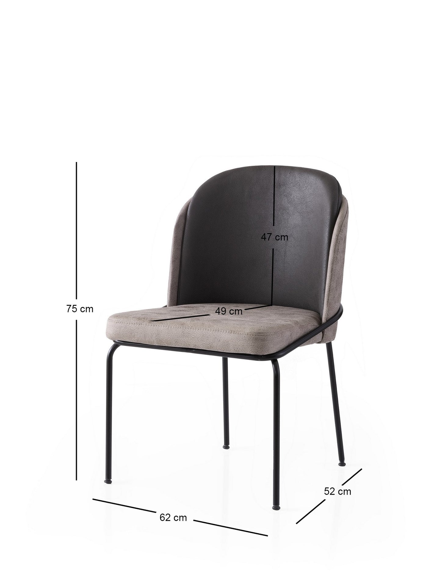 Καρέκλες Τραπεζαρίας - Σετ 2 Τεμαχίων - Gold / Μαύρο / Γκρι | 974NMB1880
