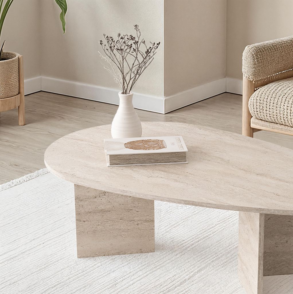 Τραπεζάκι Σαλονιού Travertine 139,5 x 79,5 x 42 εκ GR974NMB2228