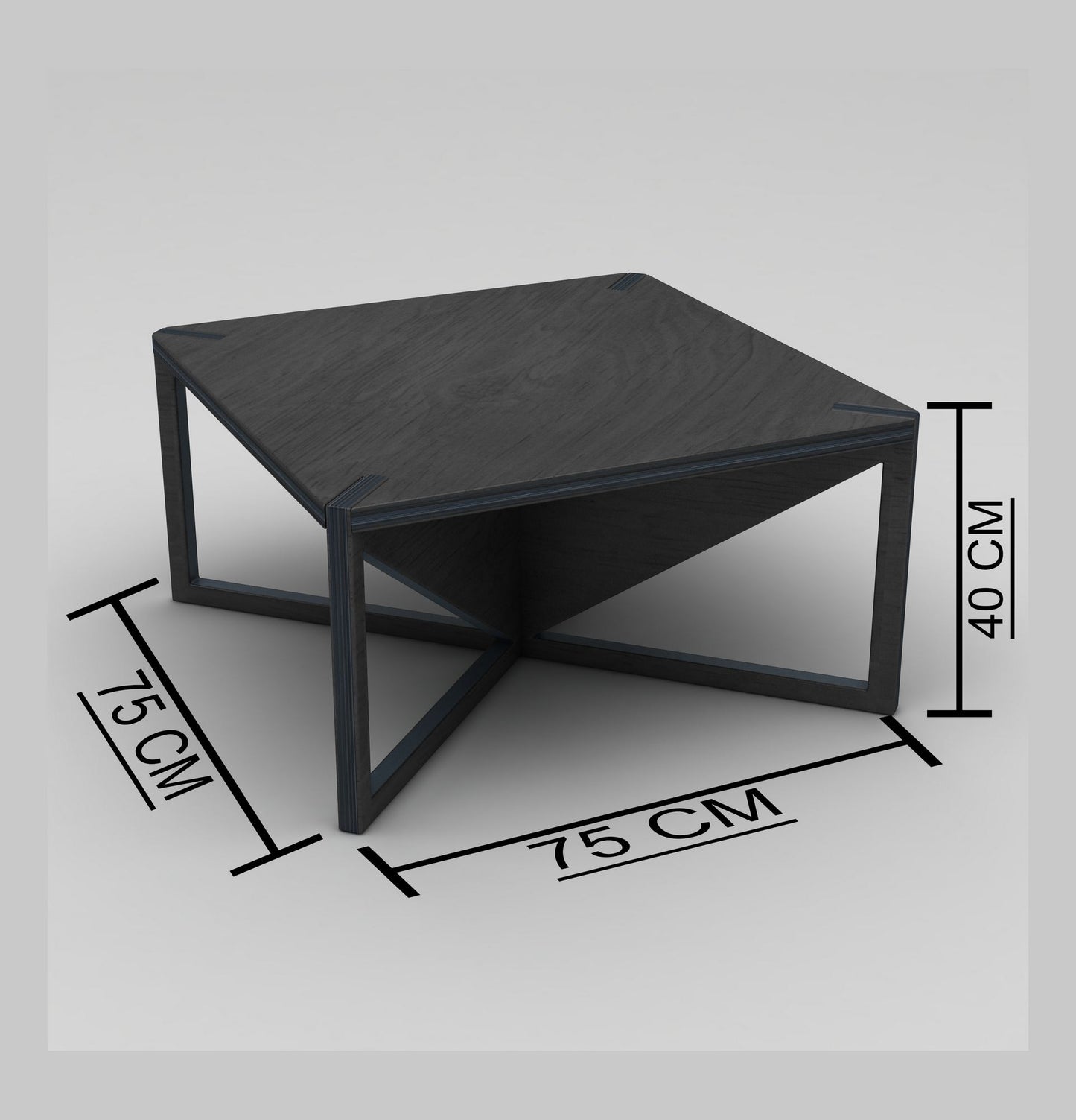 Τραπεζάκι Σαλονιού Μαύρο 75 x 75 x 40 εκ GR980NPR1201