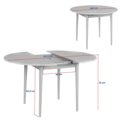Επεκτεινόμενο Τραπέζι Κουζίνας Τραπεζαρίας Στρόγγυλο από 100 σε 131 εκ σε 5 Χρωματισμούς 993NRD1101