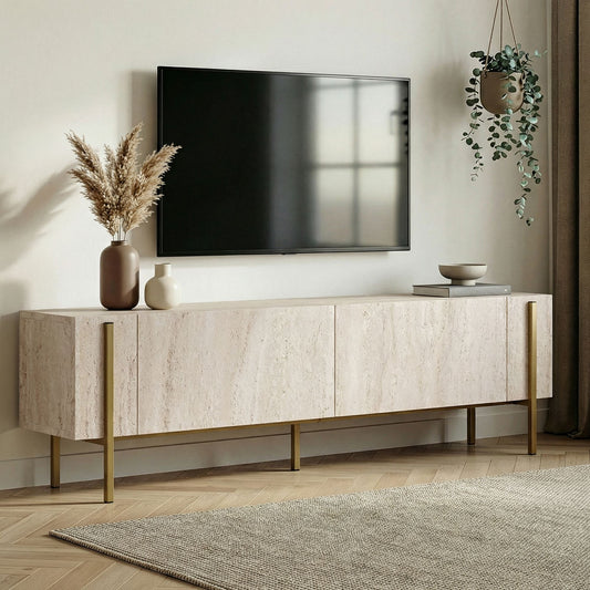 Έπιπλο Τηλεόρασης TV Βάση Σύνθεση Travertine Χρυσό | 993NRD1108