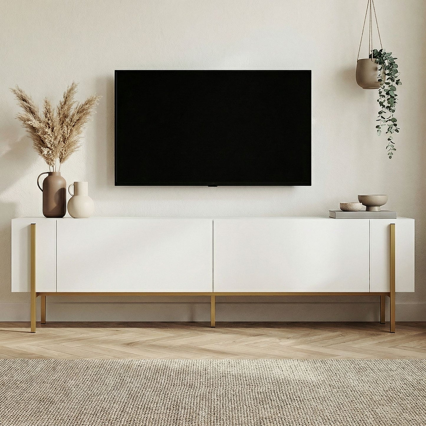 Έπιπλο Τηλεόρασης TV Βάση Σύνθεση Λευκό Χρυσό | 993NRD1111