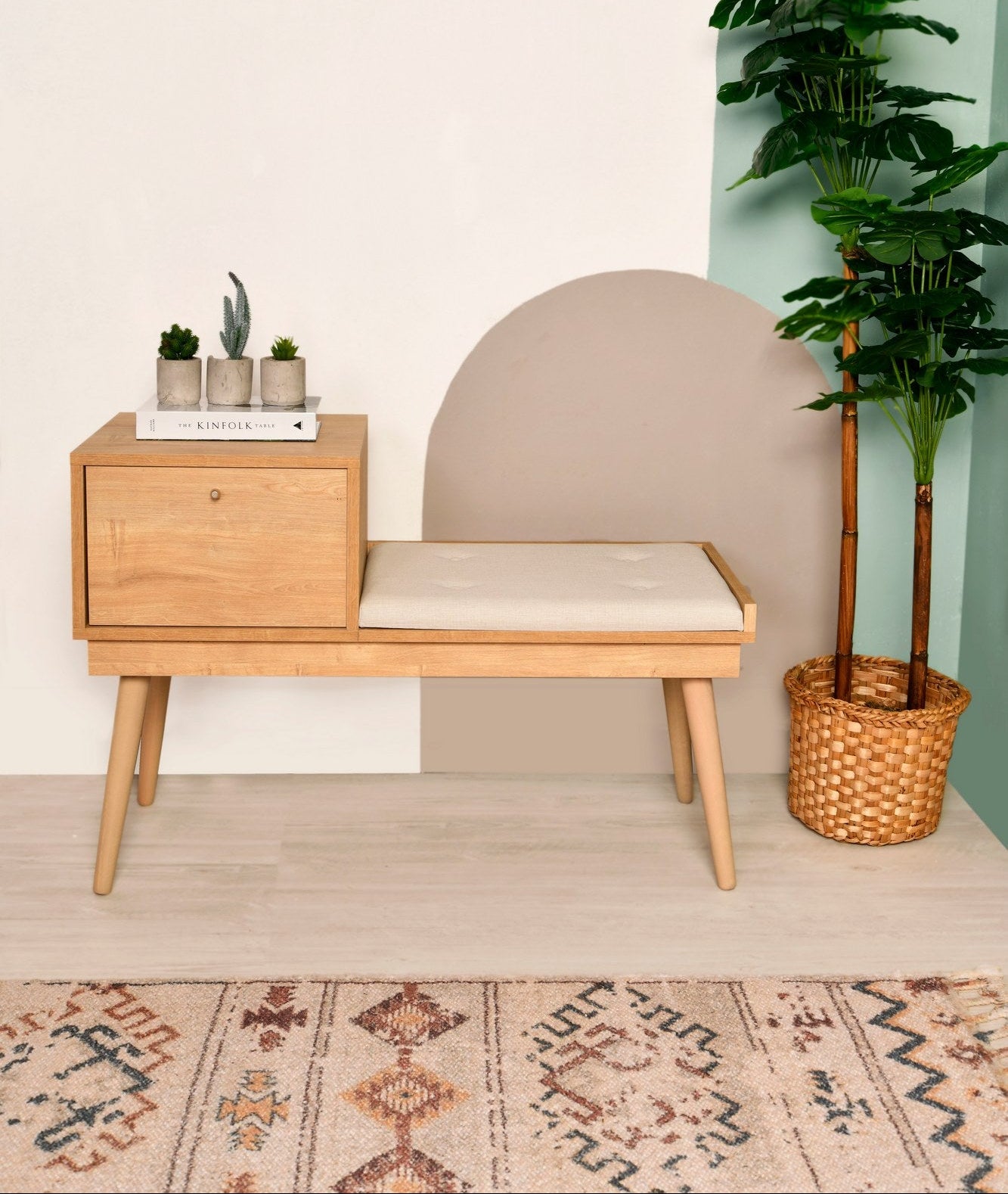 Παγκάκι Εισόδου Παπουτσοθήκη με κάθισμα Κρεβατοκάμαρας Σαλόνι Δρύς 998VOW1166