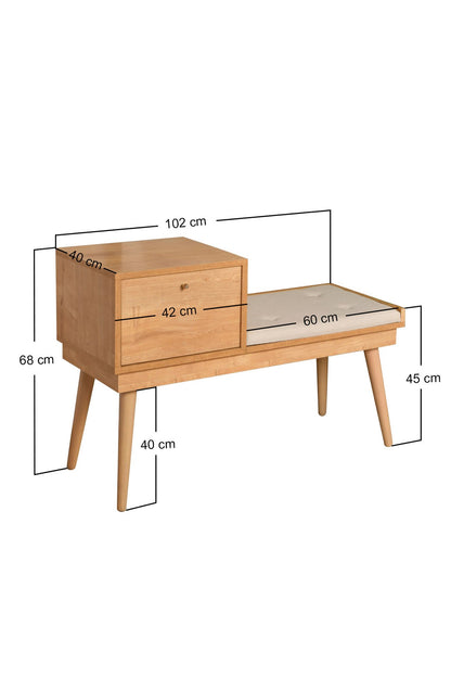 Παγκάκι Εισόδου Παπουτσοθήκη με κάθισμα Κρεβατοκάμαρας Σαλόνι Δρύς 998VOW1166