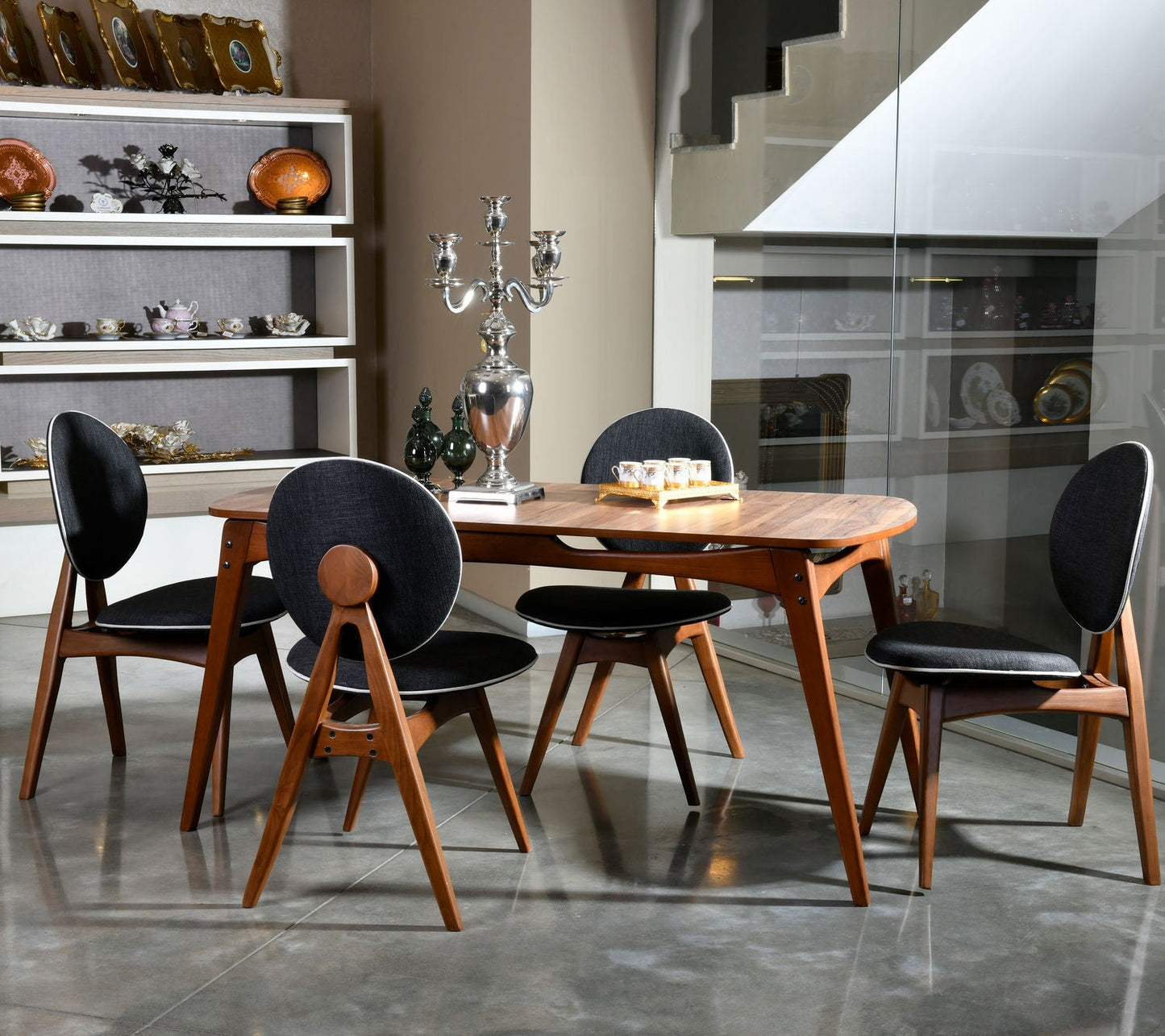 Μοντέρνο Τραπέζι Κουζίνας Τραπεζαρίας Σκανδιναβικό Σετ με 4 Καρέκλες Τραπέζι 160 εκ 998VOW2130