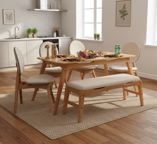 Τραπεζαρία με 4 καρέκλες και Παγκάκι σετ