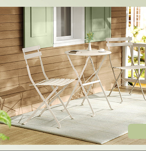 Σετ Επίπλων Κήπου 3 Τεμάχια Πτυσσόμενα 1 Τραπέζι με 2 Καρέκλες Έπιπλα Βεράντας Ατσάλι Ανθεκτικά στις Καιρικές Συνθήκες για Εξωτερικούς Χώρους Μπέζ Καπουτσίνο GG-F036LZ01