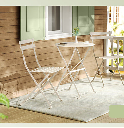 Σετ Επίπλων Κήπου 3 Τεμάχια Πτυσσόμενα 1 Τραπέζι με 2 Καρέκλες Έπιπλα Βεράντας Ατσάλι Ανθεκτικά στις Καιρικές Συνθήκες για Εξωτερικούς Χώρους Μπέζ Καπουτσίνο GG-F036LZ01