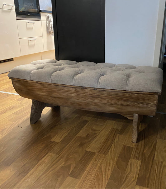 Κάθισμα Παγκάκι Εισόδου Μπαούλο με Αποθηκευτικό Χώρο από Μασίφ Ξύλο σε Σχήμα Βαρελιού 1245767