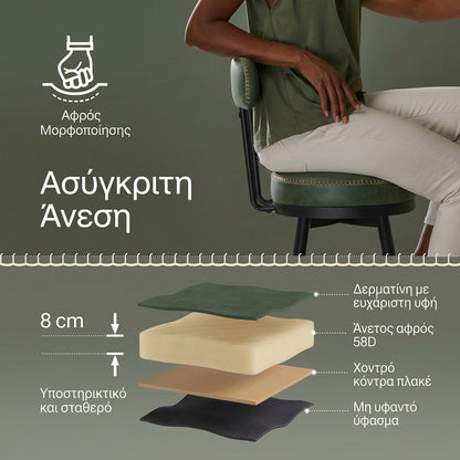 Σκαμπό για Πάσο Κουζίνας Σετ 2 τεμ. και για Μπαρ Περιστρεφόμενα Άνετο Σταθερό Ύψους Καθίσματος 65 εκ B34-LBC089C01