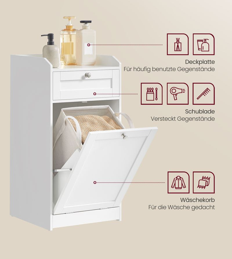 Ντουλάπι Μπάνιου με καλάθι για άπλυτα και σακούλα 40 x 40 x 80,2 εκ. B34-BBC741W01