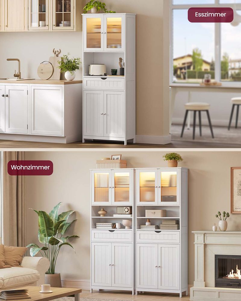 Ντουλάπι Με LED Φωτισμό Για Μπάνιο Βοηθητικό Ράφι Κουζίνας 30 x 60 x 170 εκ BB-C767W03