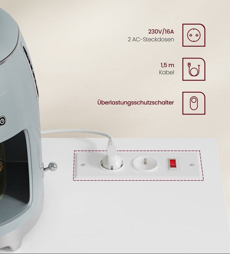 Ντουλάπι Βοηθητικό Ράφι Κουζίνας Μπουφές με Πολύπριζο 40 x 90 x 90 εκ Λευκό BB-K373WB01