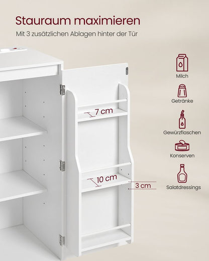 Ντουλάπι Βοηθητικό Ράφι Κουζίνας Μπουφές με Πολύπριζο 40 x 90 x 90 εκ Λευκό BB-K373WB01