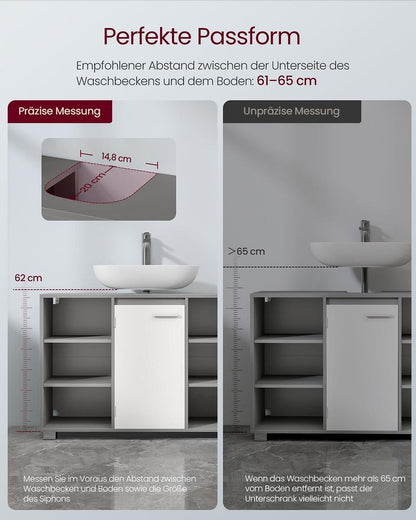 Ντουλάπι Μπάνιου Βάση Νιπτήρα Γκρί 30 x 90 x 60 εκ με Ράφια BB-K507G01