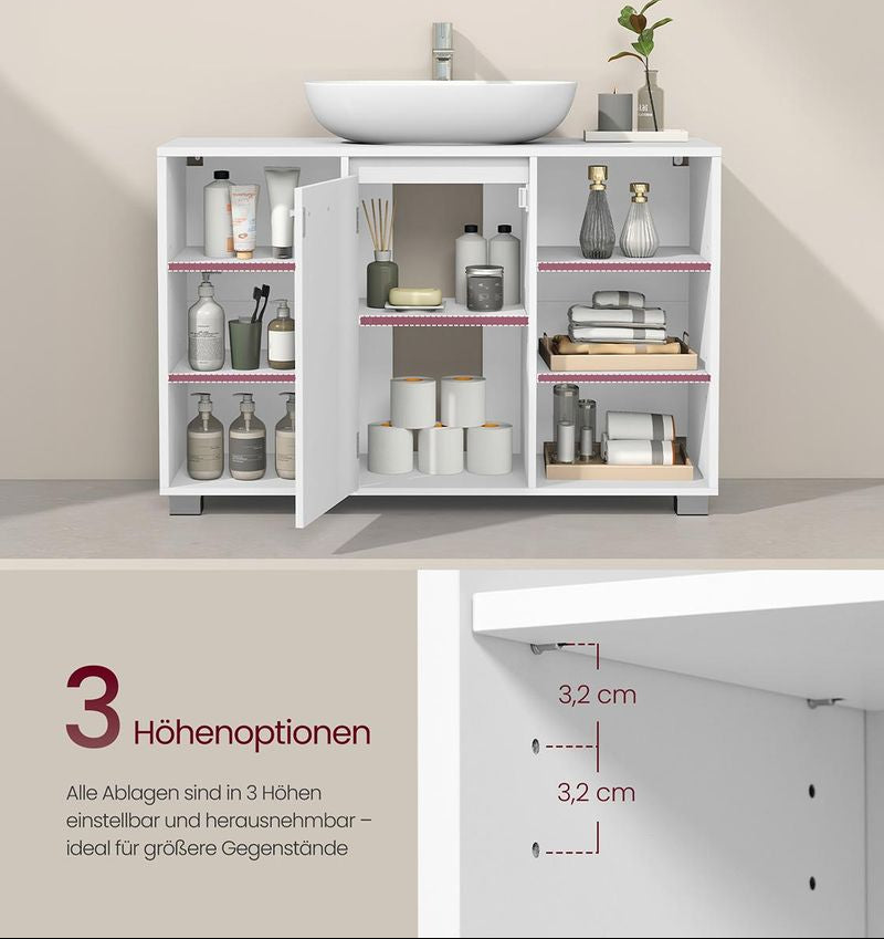 Ντουλάπι Μπάνιου Βάση Νιπτήρα Λευκό 30 x 90 x 60 εκ με Ράφια BB-K507W01