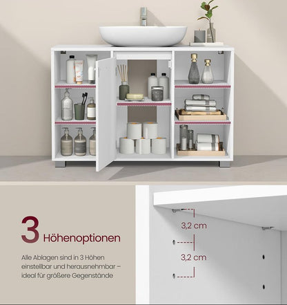 Ντουλάπι Μπάνιου Βάση Νιπτήρα Λευκό 30 x 90 x 60 εκ με Ράφια BB-K507W01