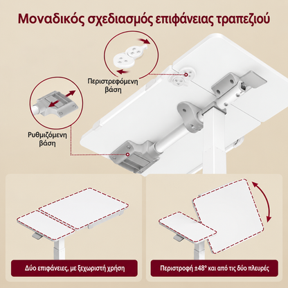 Γραφείο Ρυθμιζόμενου Ύψους  Εξοικονόμησης Χώρου με Ροδάκια και Περιστρεφόμενη Βάση Λευκό LS-D620WZ01