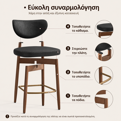 Σκαμπό για Πάσο Κουζίνας Σετ 2 τμχ ΄Υψος Καθίσματος 65 εκ Μασίφ Ξύλο Δερματίνη LBC-B35126B101