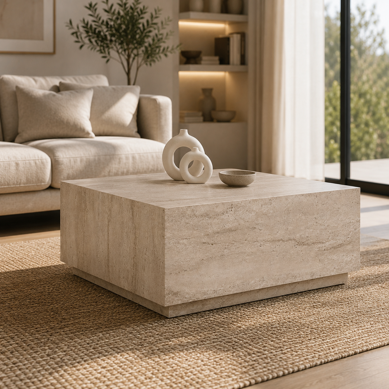 Τραπεζάκι Σαλονιού Travertine 90 x 90 x 35,5 εκ GR974NMB2229