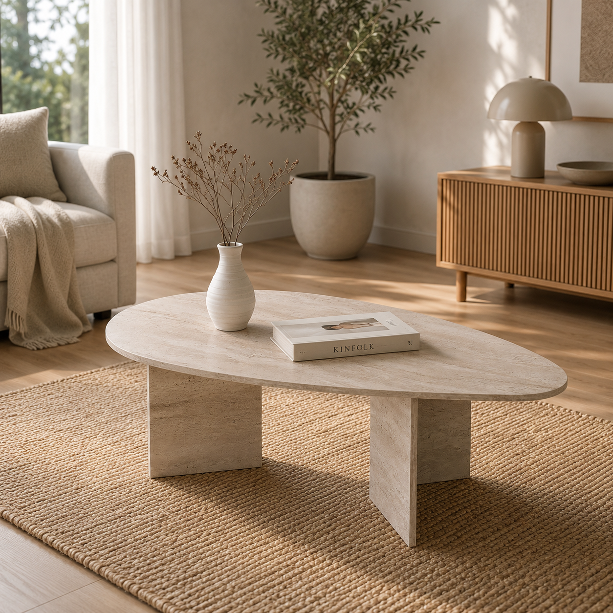 Τραπεζάκι Σαλονιού Travertine 139,5 x 79,5 x 42 εκ GR974NMB2228